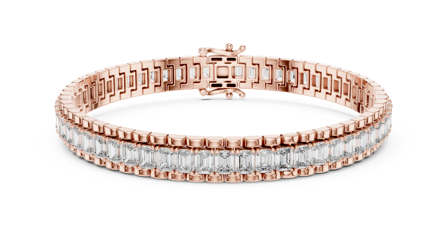 Men's Emerald Cut Diamond Tennis Bracelet in 14K Yellow Gold