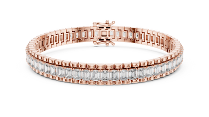 Men's Emerald Cut Diamond Tennis Bracelet in 14K Yellow Gold