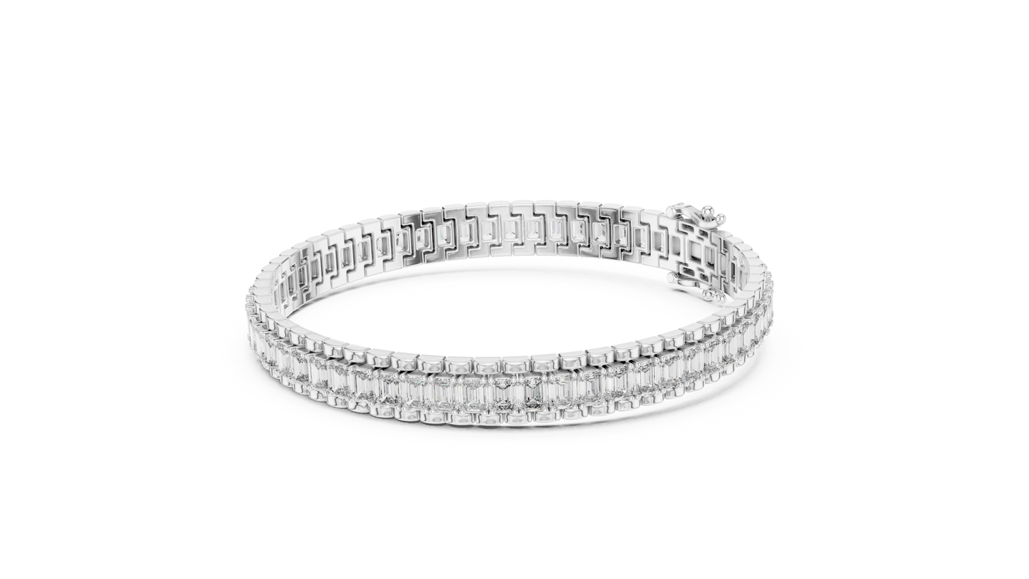 Men's Emerald Cut Diamond Tennis Bracelet in 14K Yellow Gold