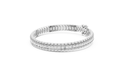 Men's Emerald Cut Diamond Tennis Bracelet in 14K Yellow Gold