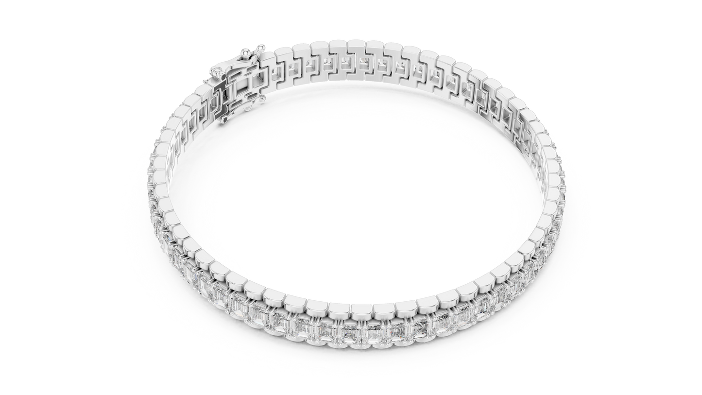 Men's Emerald Cut Diamond Tennis Bracelet in 14K Yellow Gold