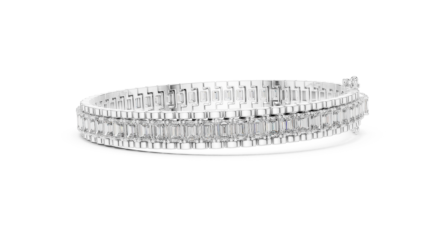 Men's Emerald Cut Diamond Tennis Bracelet in 14K Yellow Gold