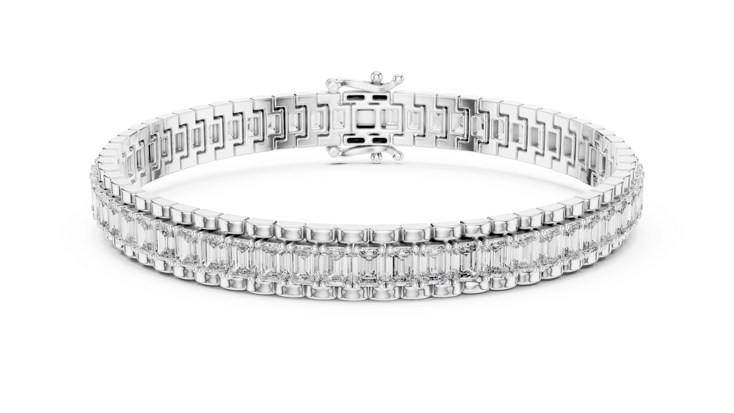 Men's Emerald Cut Diamond Tennis Bracelet in 14K Yellow Gold