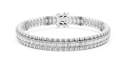 Men's Emerald Cut Diamond Tennis Bracelet in 14K Yellow Gold
