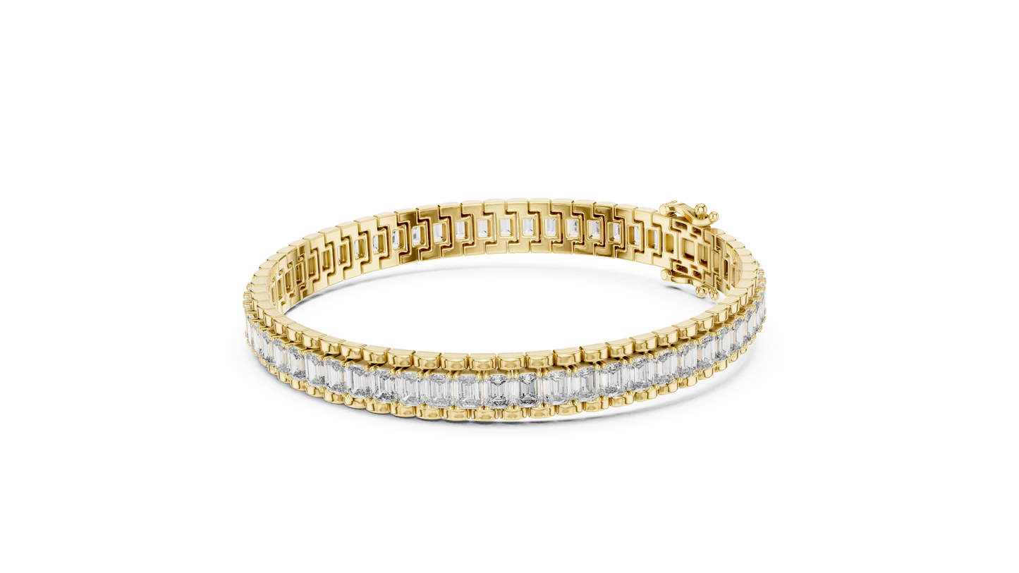 Men's Emerald Cut Diamond Tennis Bracelet in 14K Yellow Gold
