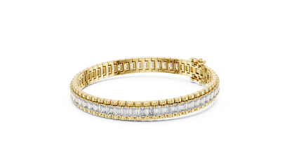 Men's Emerald Cut Diamond Tennis Bracelet in 14K Yellow Gold