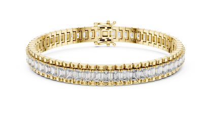 Men's Emerald Cut Diamond Tennis Bracelet in 14K Yellow Gold