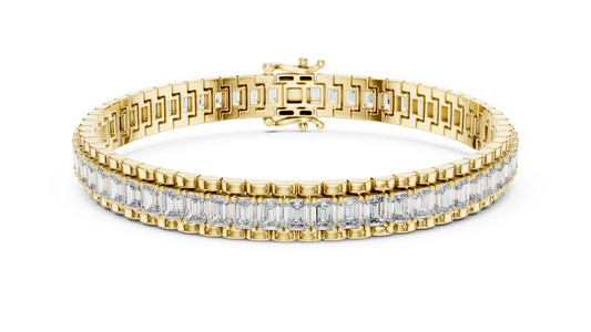 Men's Emerald Cut Diamond Tennis Bracelet in 14K Yellow Gold