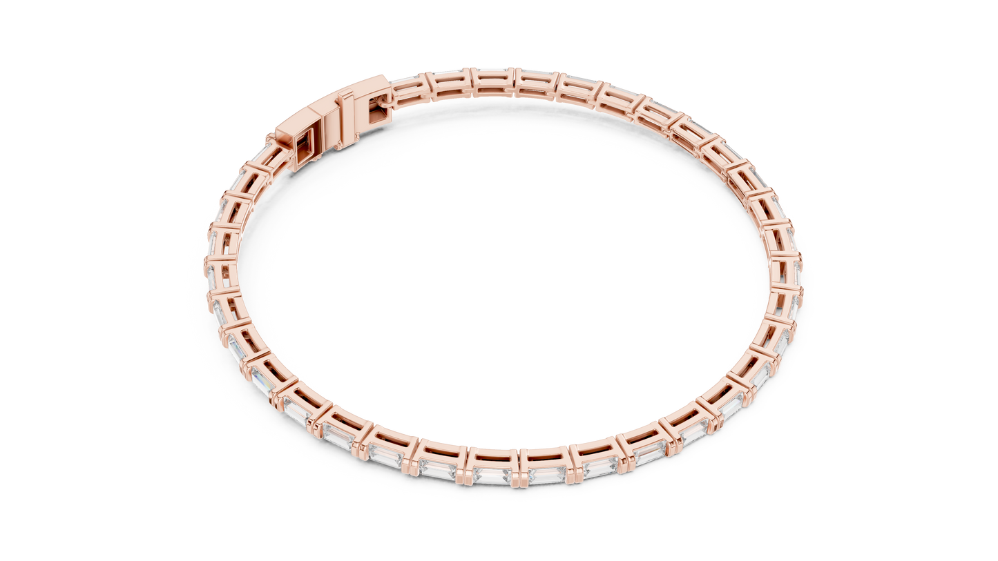 Men's Baguette Diamond Tennis Bracelet in 14K Rose Gold
