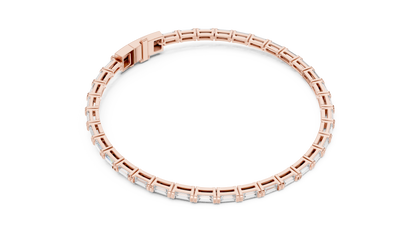 Men's Baguette Diamond Tennis Bracelet in 14K Rose Gold