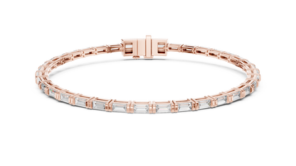 Men's Baguette Diamond Tennis Bracelet in 14K Rose Gold