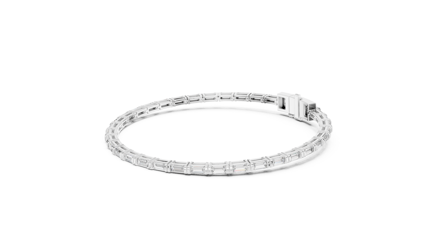 Men's Baguette Diamond Tennis Bracelet in 14K Rose Gold
