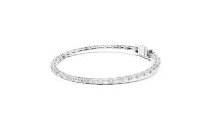 Men's Baguette Diamond Tennis Bracelet in 14K Rose Gold