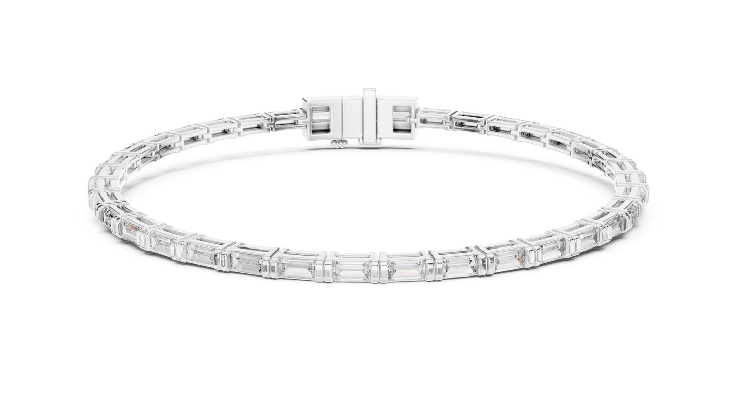 Men's Baguette Diamond Tennis Bracelet in 14K Rose Gold