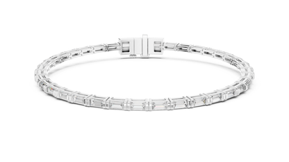 Men's Baguette Diamond Tennis Bracelet in 14K Rose Gold