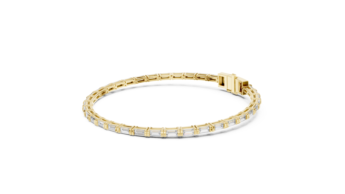 Men's Baguette Diamond Tennis Bracelet in 14K Rose Gold