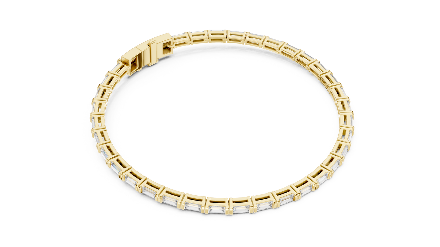 Men's Baguette Diamond Tennis Bracelet in 14K Rose Gold