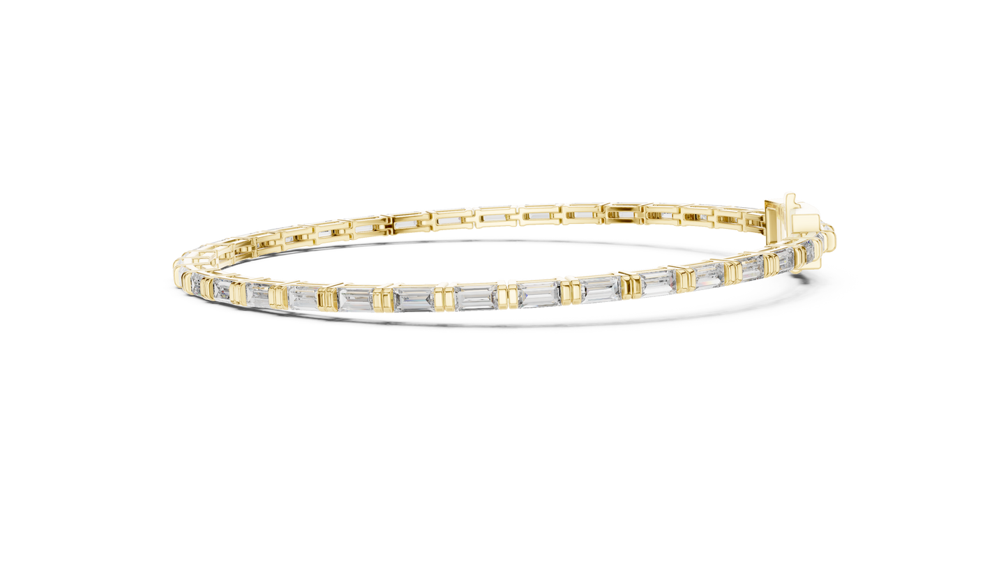 Men's Baguette Diamond Tennis Bracelet in 14K Rose Gold