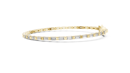 Men's Baguette Diamond Tennis Bracelet in 14K Rose Gold