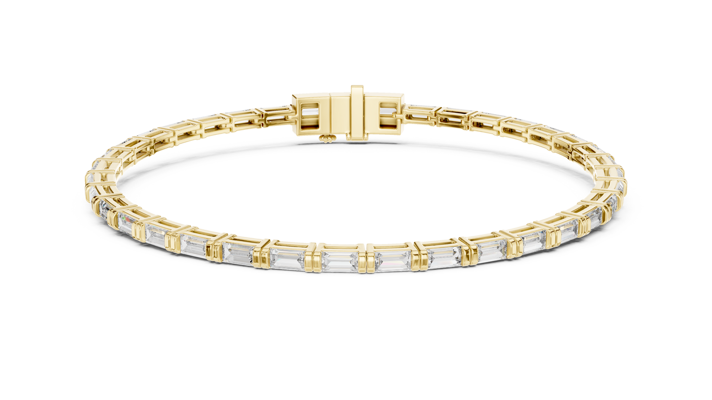 Men's Baguette Diamond Tennis Bracelet in 14K Rose Gold