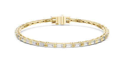 Men's Baguette Diamond Tennis Bracelet in 14K Rose Gold