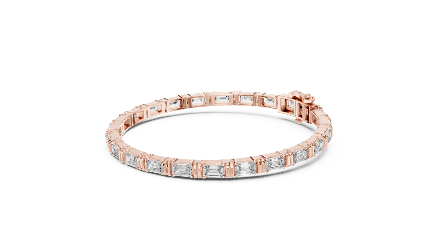 14K Yellow Gold Men's Emerald Cut Diamond Tennis Bracelet
