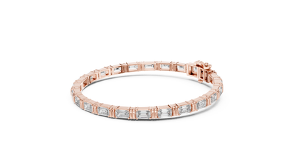 14K Yellow Gold Men's Emerald Cut Diamond Tennis Bracelet