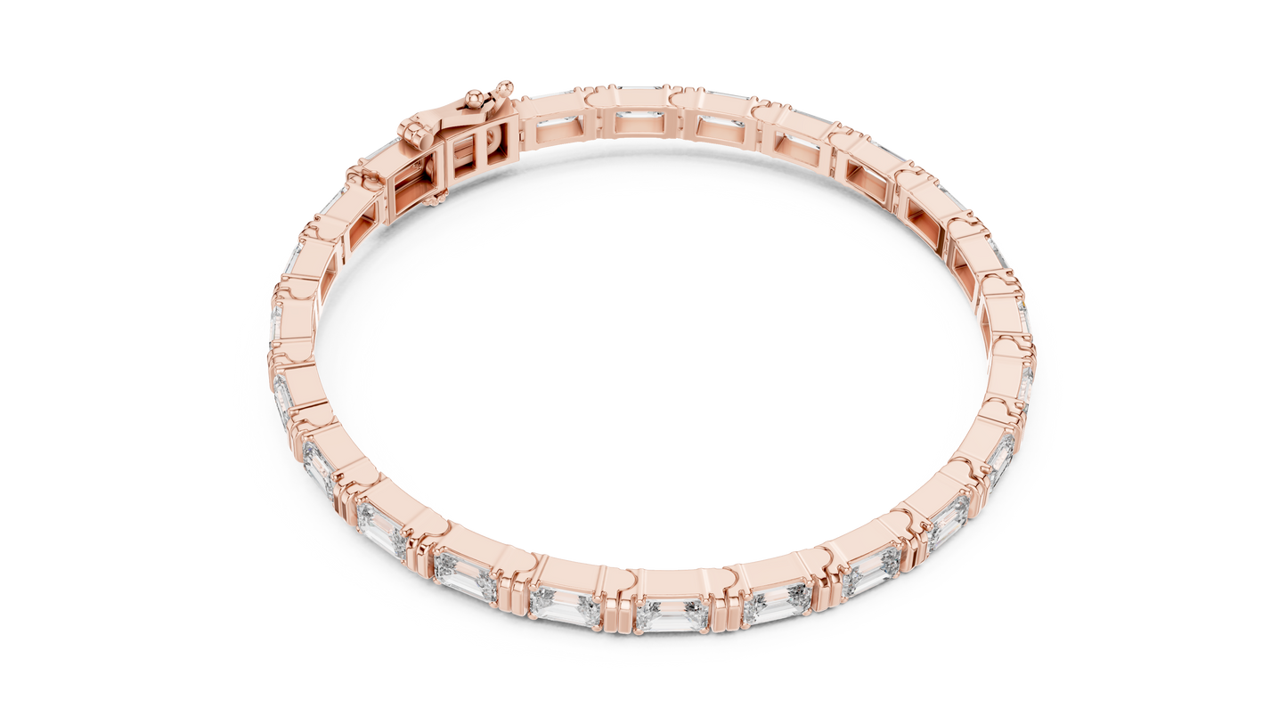 14K Yellow Gold Men's Emerald Cut Diamond Tennis Bracelet