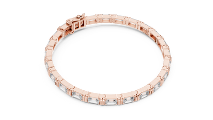 14K Yellow Gold Men's Emerald Cut Diamond Tennis Bracelet