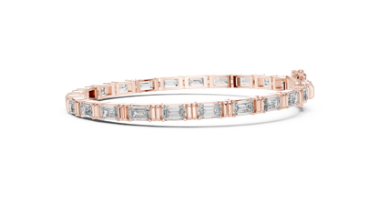 14K Yellow Gold Men's Emerald Cut Diamond Tennis Bracelet