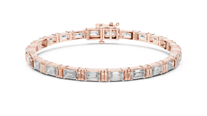 14K Yellow Gold Men's Emerald Cut Diamond Tennis Bracelet
