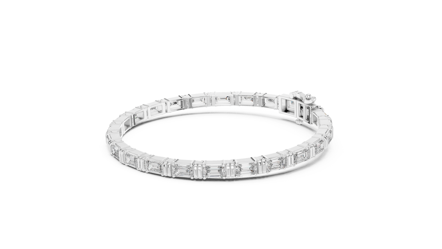 14K Yellow Gold Men's Emerald Cut Diamond Tennis Bracelet