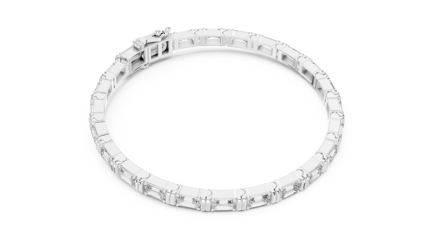 14K Yellow Gold Men's Emerald Cut Diamond Tennis Bracelet