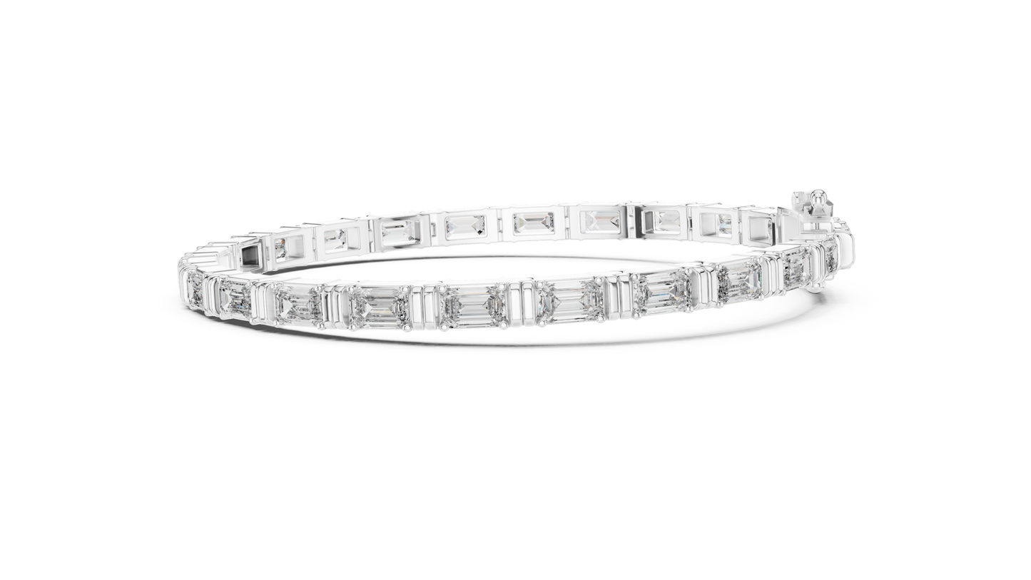 14K Yellow Gold Men's Emerald Cut Diamond Tennis Bracelet