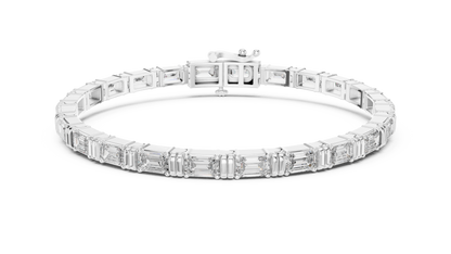 14K Yellow Gold Men's Emerald Cut Diamond Tennis Bracelet