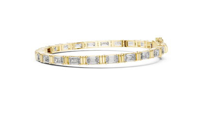 14K Yellow Gold Men's Emerald Cut Diamond Tennis Bracelet