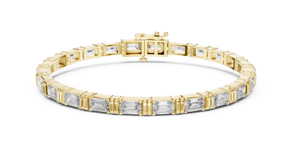 14K Yellow Gold Men's Emerald Cut Diamond Tennis Bracelet