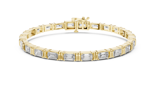 14K Yellow Gold Men's Emerald Cut Diamond Tennis Bracelet