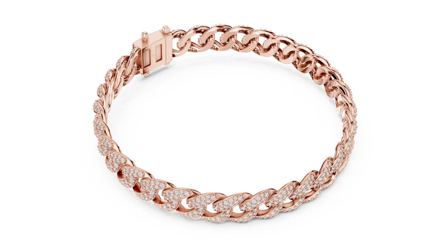 Men's Diamond Cuban Link Bracelet in 14K Yellow Gold