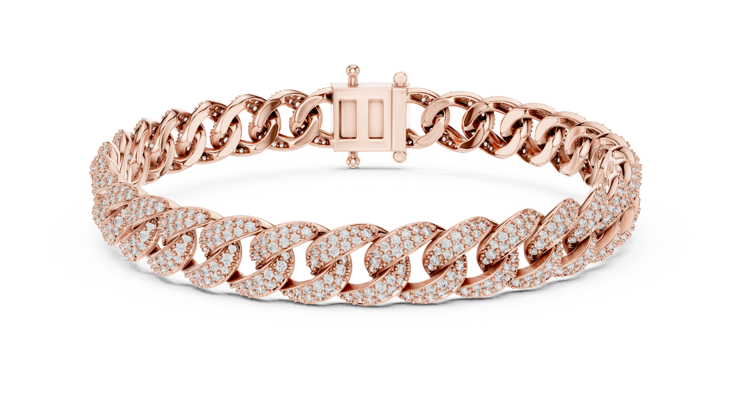 Men's Diamond Cuban Link Bracelet in 14K Yellow Gold