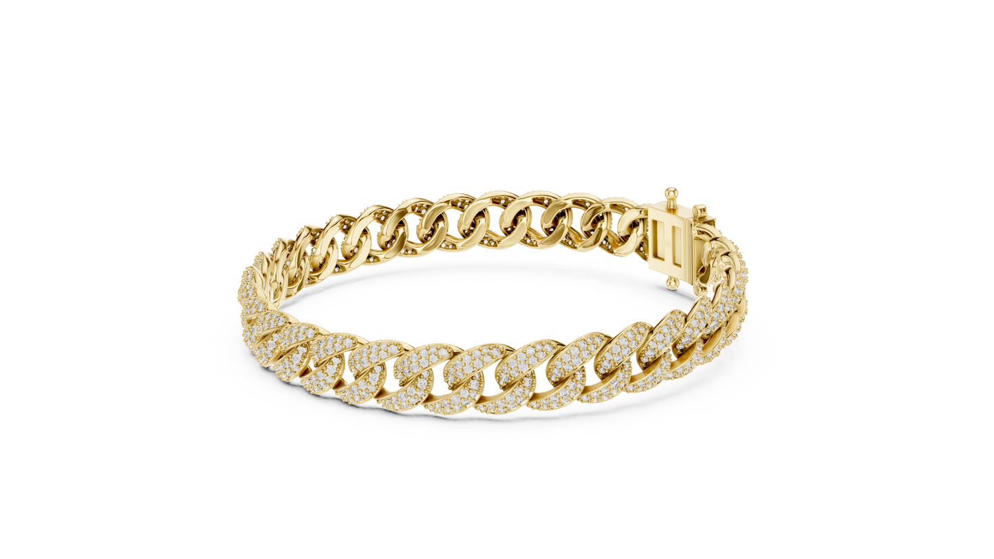 Men's Diamond Cuban Link Bracelet in 14K Yellow Gold