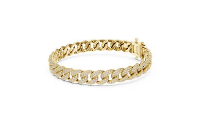 Men's Diamond Cuban Link Bracelet in 14K Yellow Gold