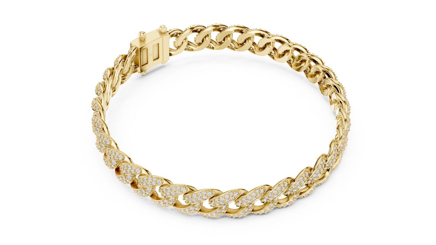 Men's Diamond Cuban Link Bracelet in 14K Yellow Gold