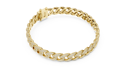 Men's Diamond Cuban Link Bracelet in 14K Yellow Gold