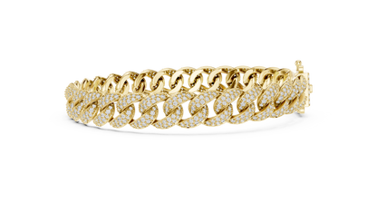 Men's Diamond Cuban Link Bracelet in 14K Yellow Gold