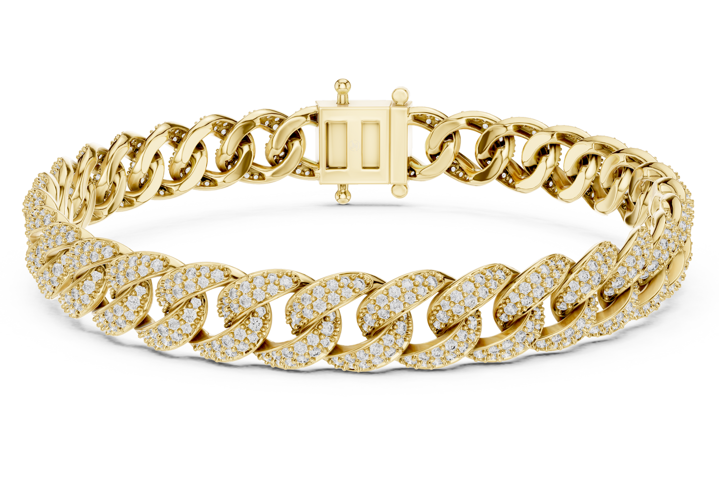 Men's Diamond Cuban Link Bracelet in 14K Yellow Gold
