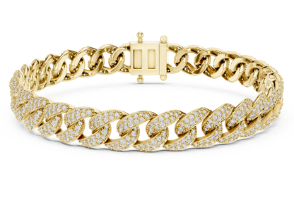 Men's Diamond Cuban Link Bracelet in 14K Yellow Gold