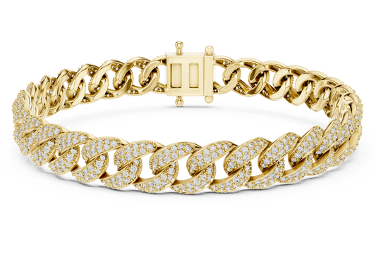 Men's Diamond Cuban Link Bracelet in 14K Yellow Gold