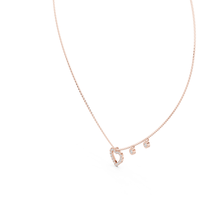 Delicate Lab Grown Diamond Open Heart Necklace in White Gold | Dainty Heart Pendant Necklace