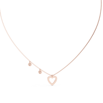 Delicate Lab Grown Diamond Open Heart Necklace in White Gold | Dainty Heart Pendant Necklace